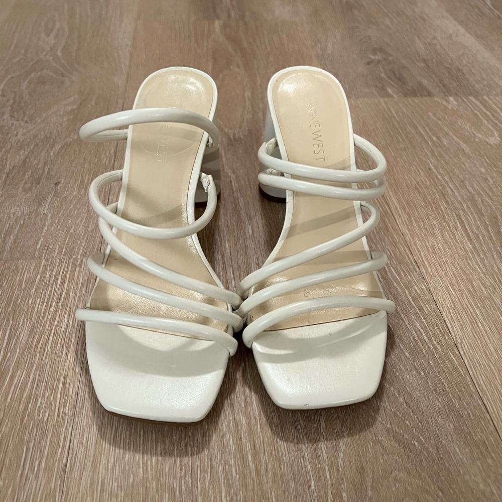 Nine West White Heeled Sandals